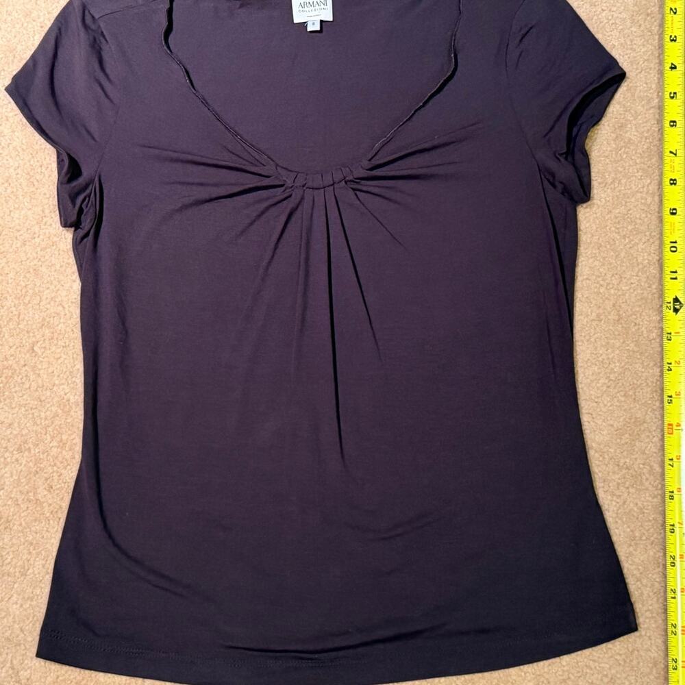Armani Collezioni Dark Purple/grey Ruched V-Neck Top Blouse Made In Italy Size 8